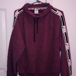 Pink Victoria's Secret Women's Cowl Neck Logo Hoodie